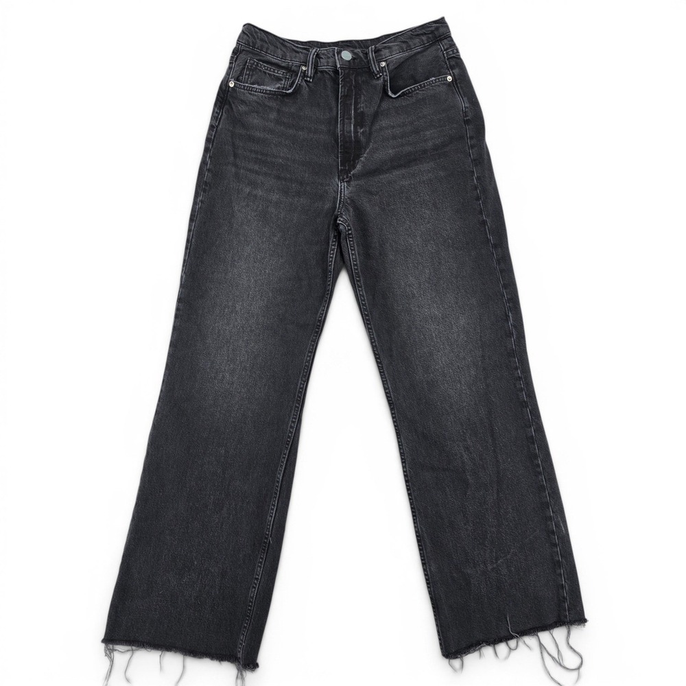 AllSaints‎ Blake Wide Leg Jeans Black W28 Grunge Y2K Raw Hem Designer Denim - Picture 2 of 7